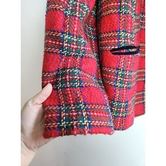 Talbots Women Red Tweed Red Blue Wool Blend "Shetland" 3 Button Blazer size 22W - Picture 5 of 11